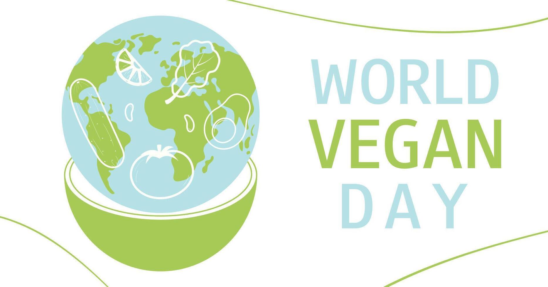 Welt vegan Tag. November 1. horizontal Banner. Vektor Illustration zum Design.