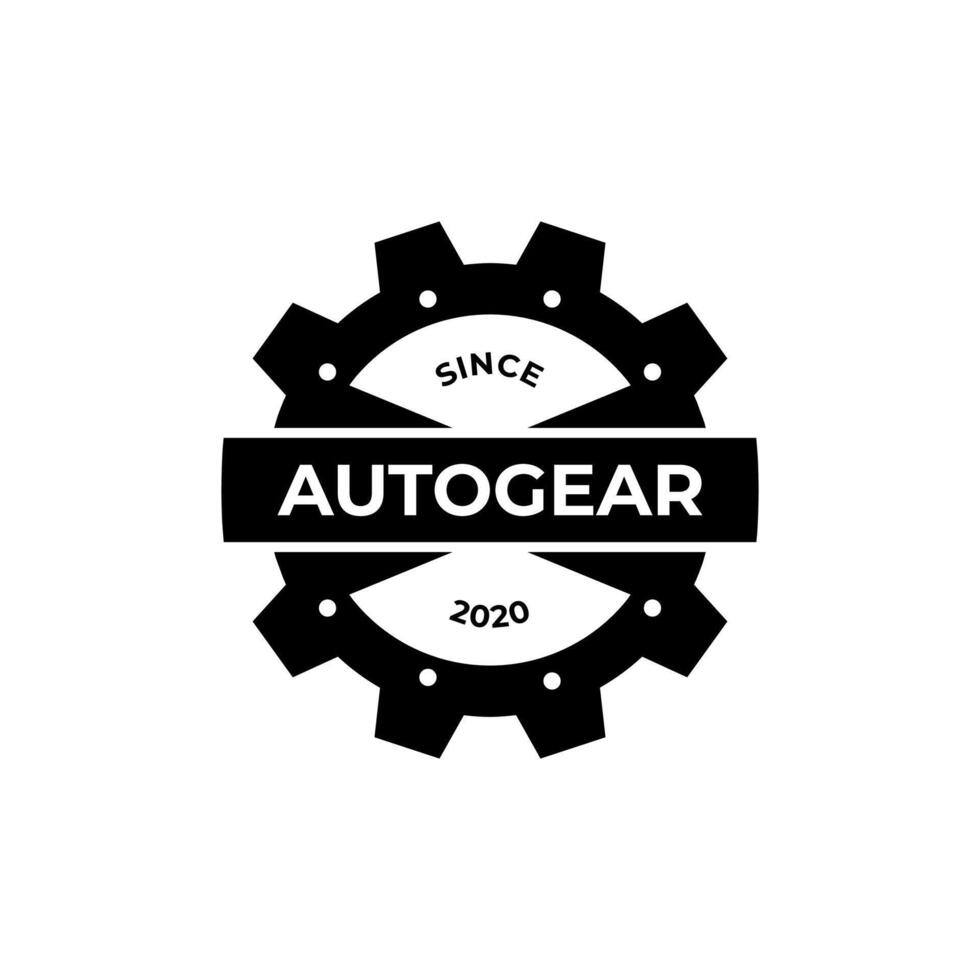 Ausrüstung Rad Automobil Industrie Jahrgang Abzeichen Emblem Etikette Logo Design vektor