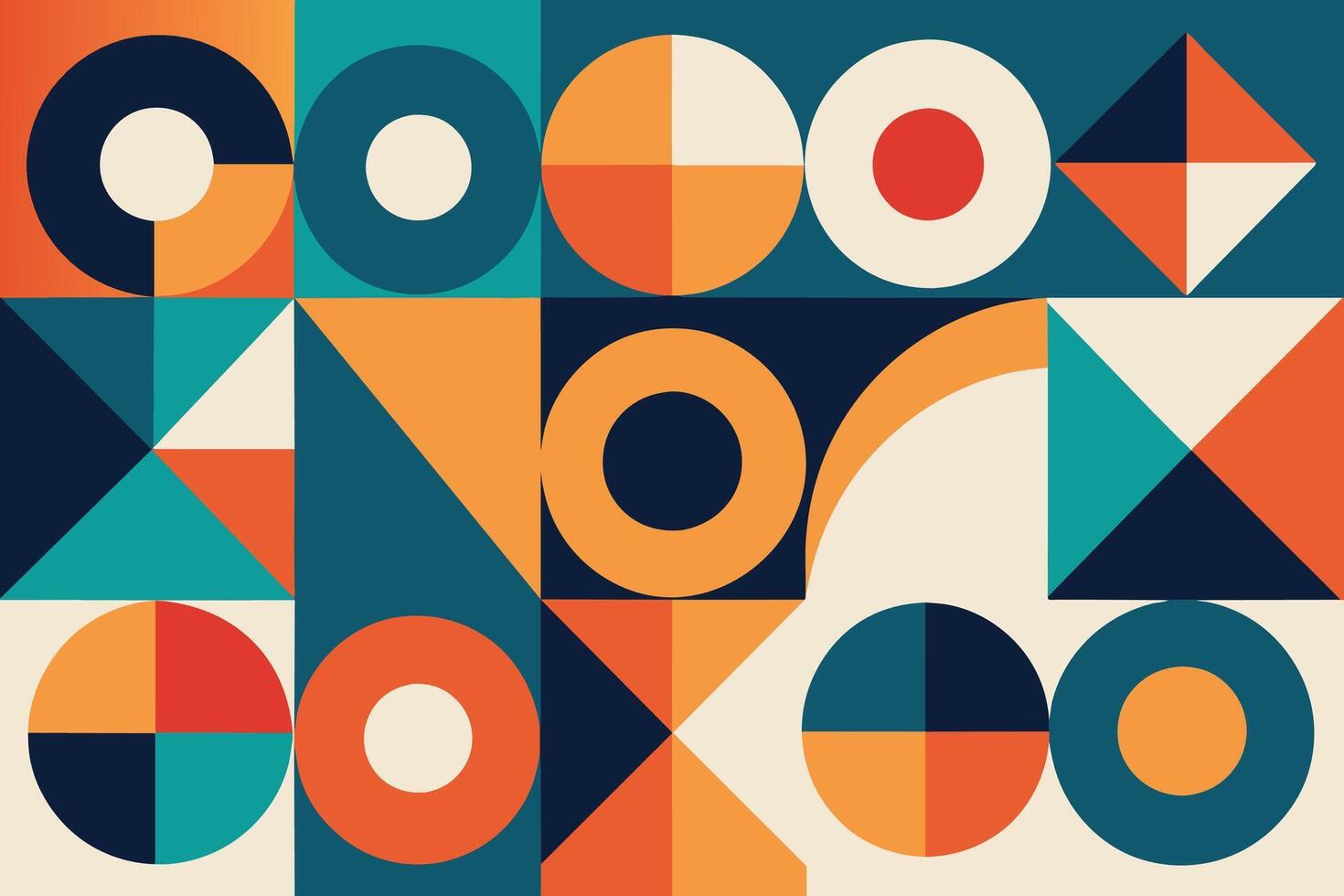 geometrisch Muster Element im Mitte des Jahrhunderts Stil. retro abstrakt Sammlung von bunt Kreis, Kurve, Platz und Dreieck Formen. modern modisch Design zum Abdeckung, Geschäft Karte, Poster, Mauer Kunst vektor