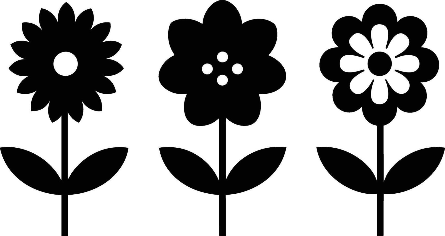 einstellen von schwarz süß Blumen Symbole auf Weiß Hintergrund vektor