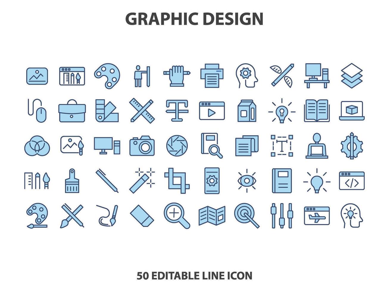 Grafik Design und Kreativität Linie Symbole. editierbar Schlaganfall. Pixel perfekt. zum Handy, Mobiltelefon und Netz. enthält eine solche Symbole wie Kreativität, Layout, Handy, Mobiltelefon App Design, Kunst Werkzeug, Typografie, vektor