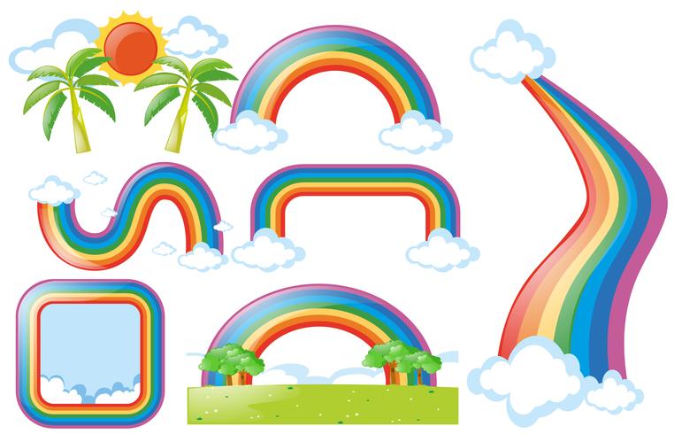 Unterschiedliches Design des Regenbogens vektor