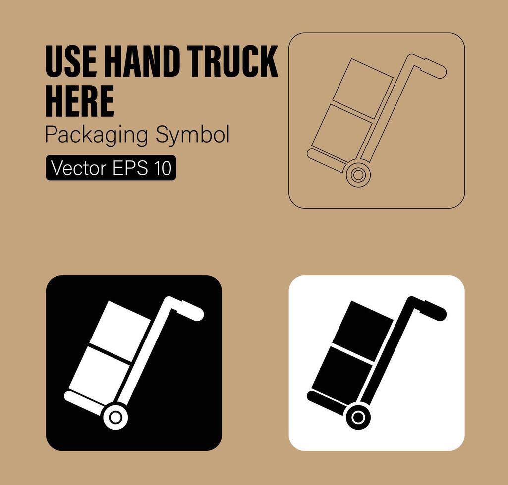 använda sig av hand lastbil här förpackning symbol vektor