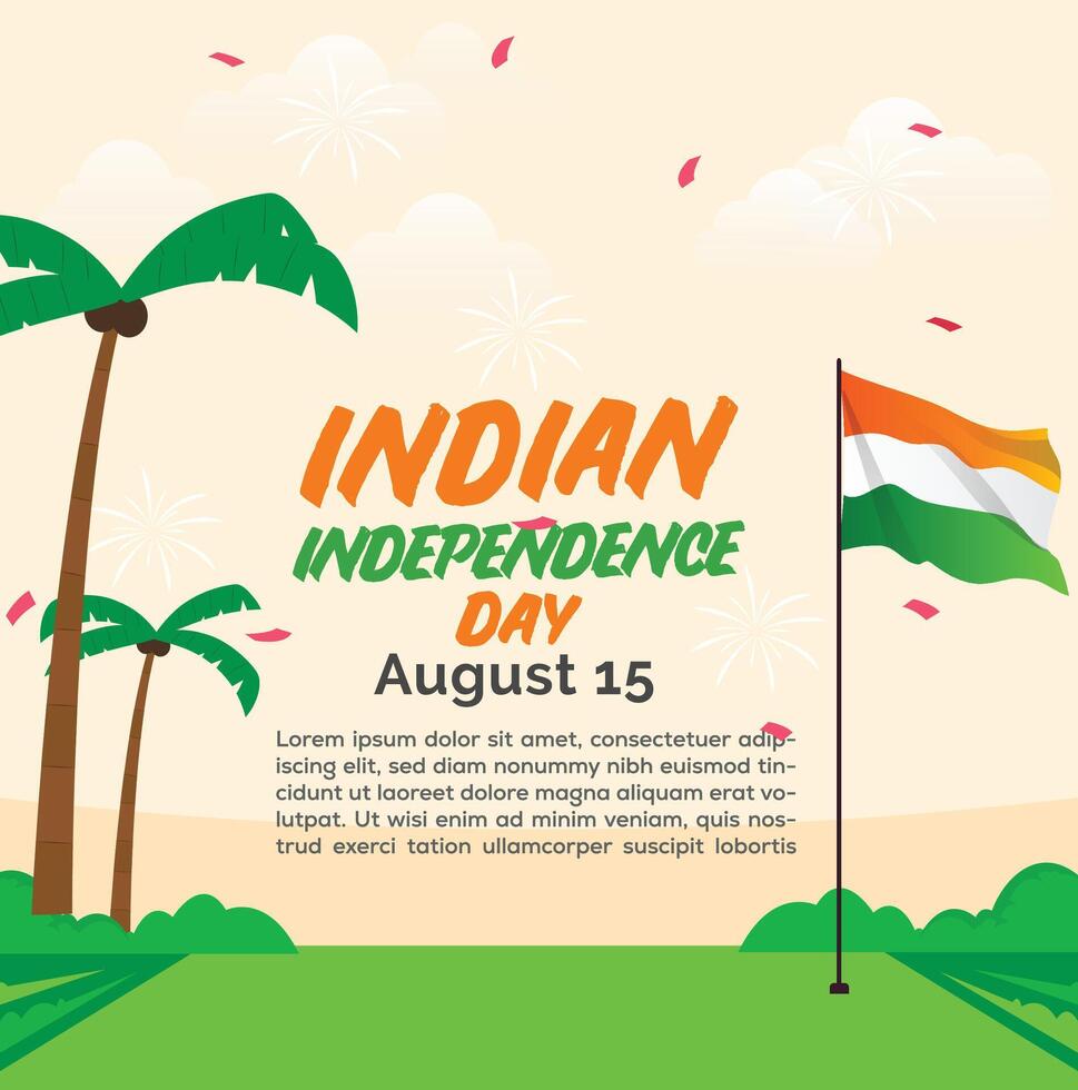 indisk oberoende fester dag illustration vektor baner och posta design, fester dag klämma konst uppsättning. Indien nationell flagga frihet oberoende patriotism mall.