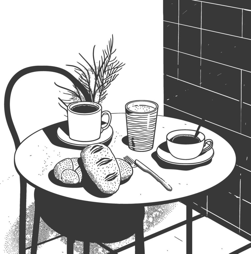 ai genererad frukost meny redo till äta enkel översikt illustration minimalistisk linje konst vektor