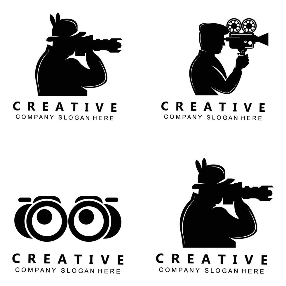 Videokamera-, Film-Player- und Recorder-Logo-Symbol vektor