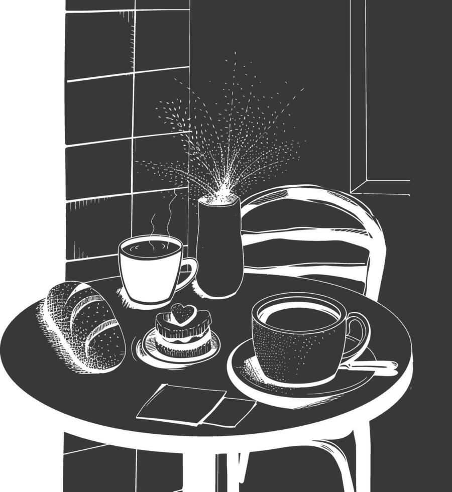 ai genererad frukost meny redo till äta enkel översikt illustration minimalistisk linje konst vektor