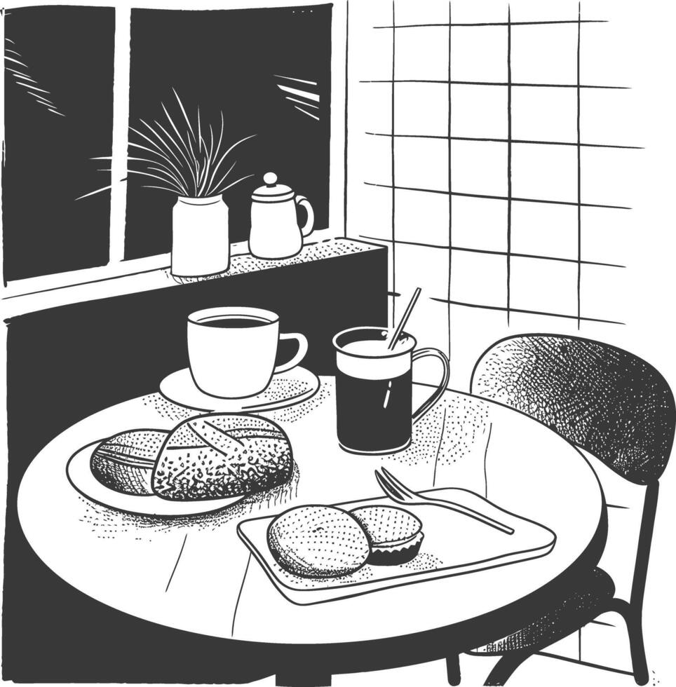 ai genererad frukost meny redo till äta enkel översikt illustration minimalistisk linje konst vektor