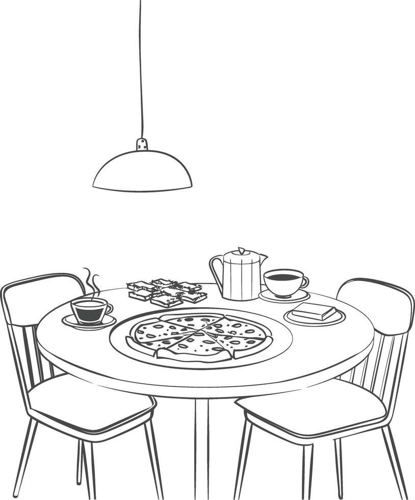 ai genererad frukost meny redo till äta enkel översikt illustration minimalistisk linje konst vektor