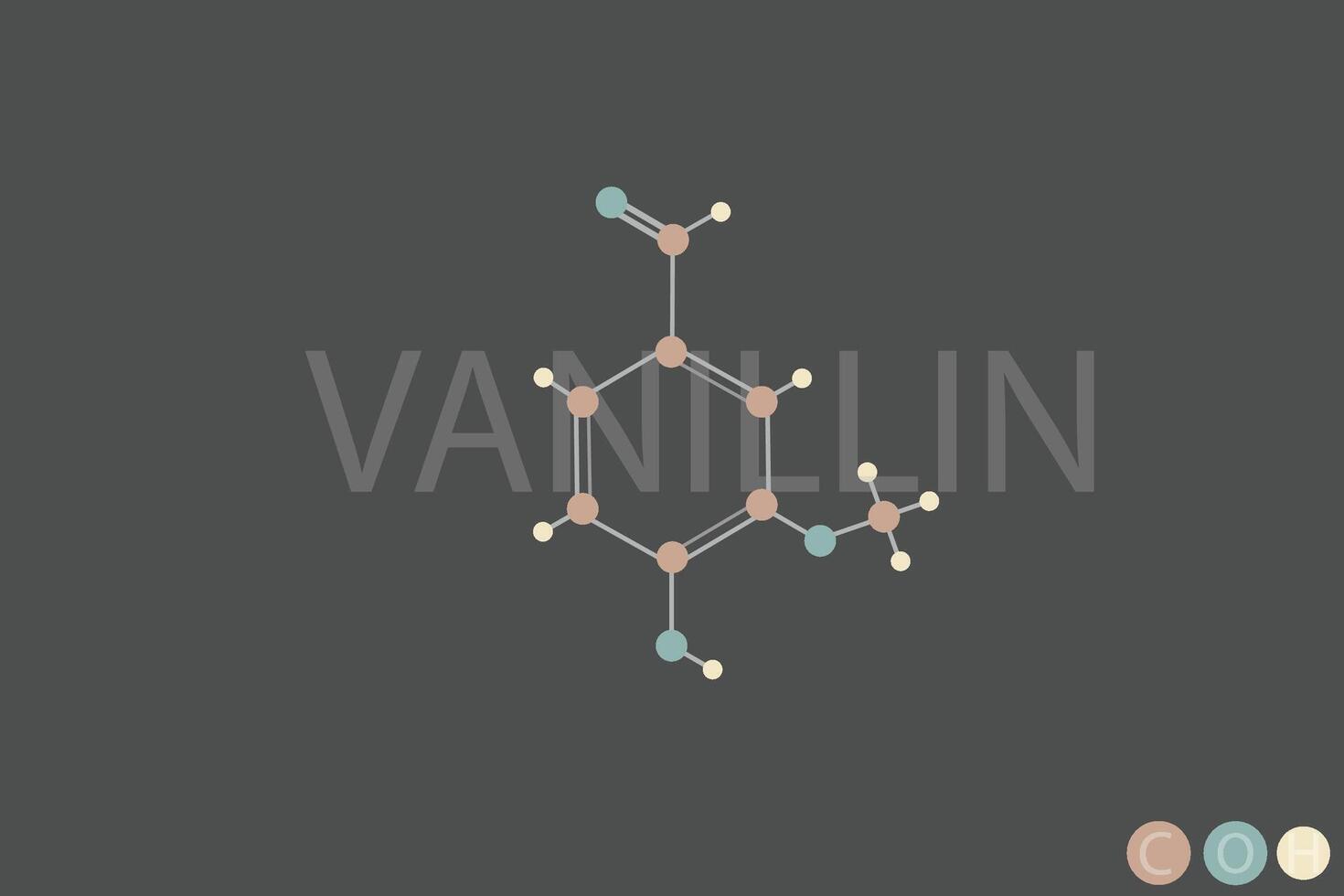 vanillin molekyl skelett- kemisk formel vektor