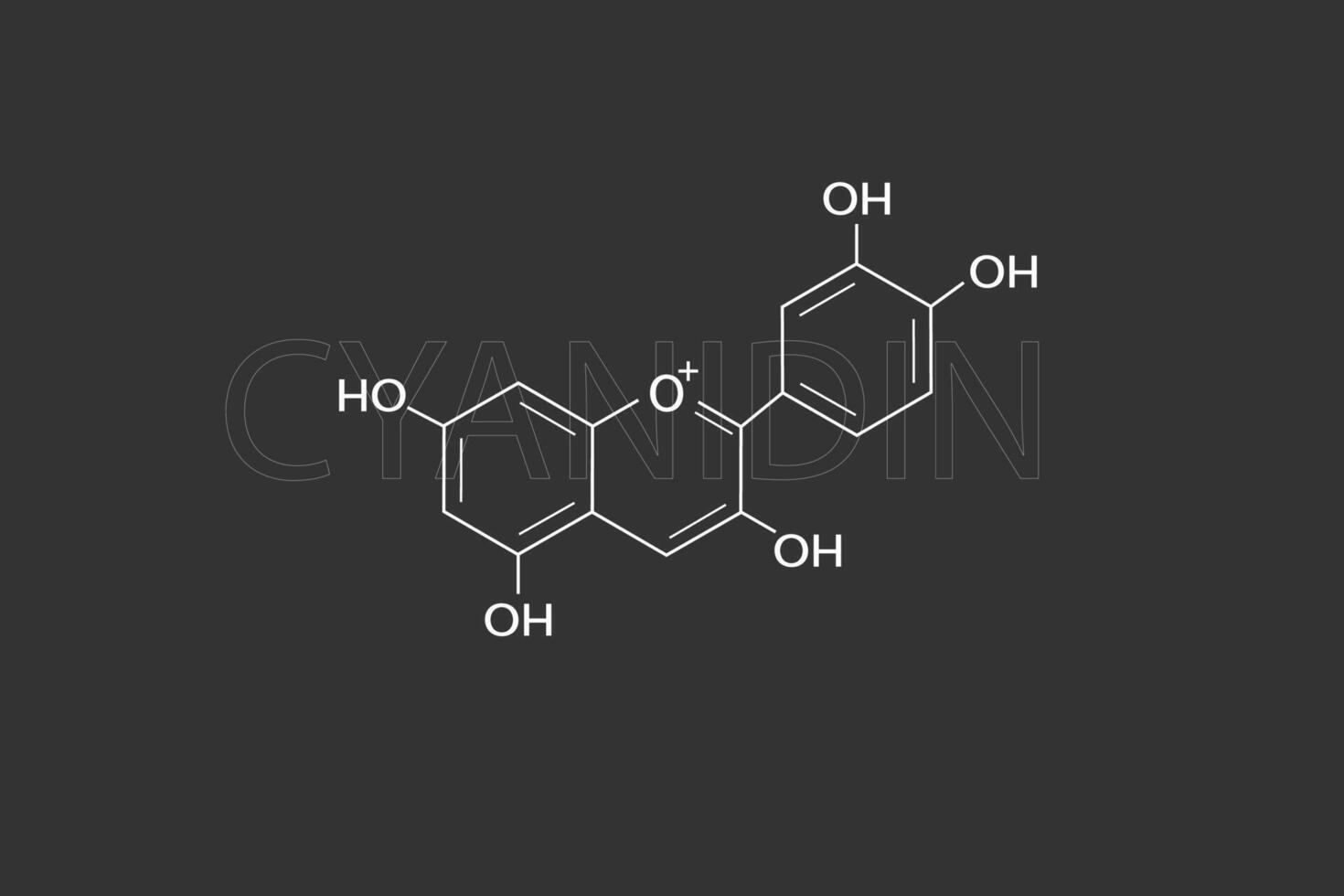 cyanidin molekyl skelett- kemisk formel vektor