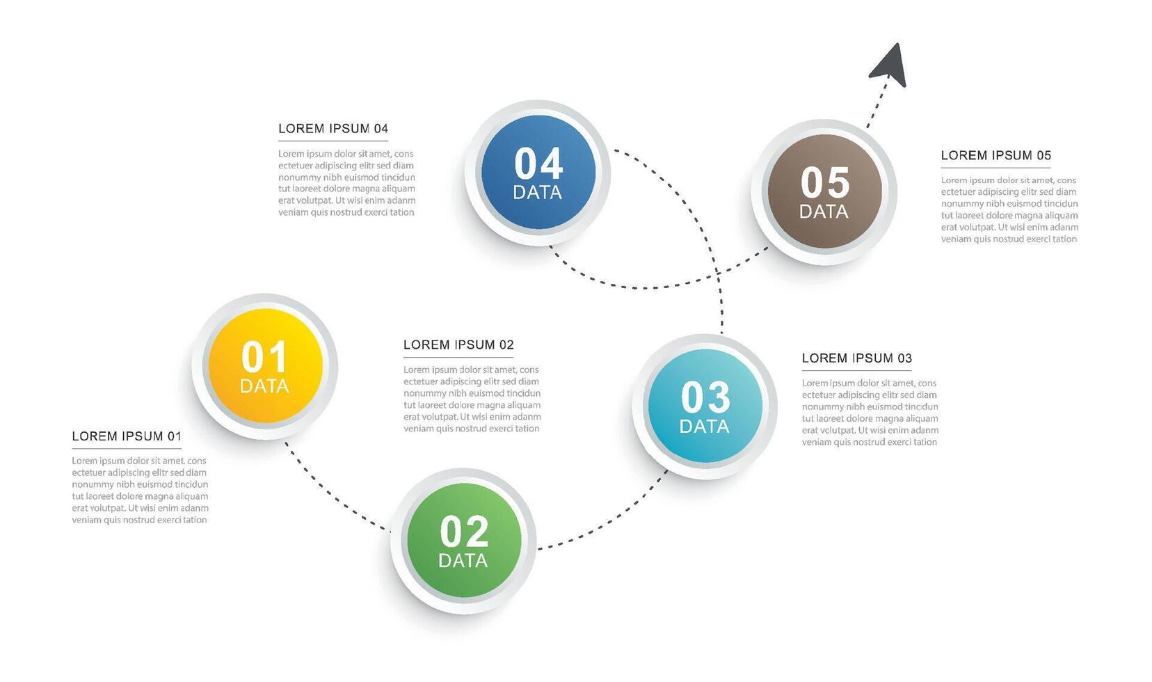 5 data infographics tidslinje mall. illustration företag abstrakt bakgrund. vektor
