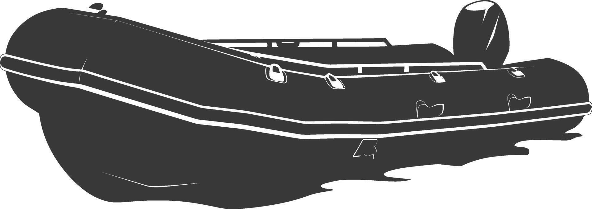 ai genererad silhuett en uppblåsbar båt svart Färg endast vektor
