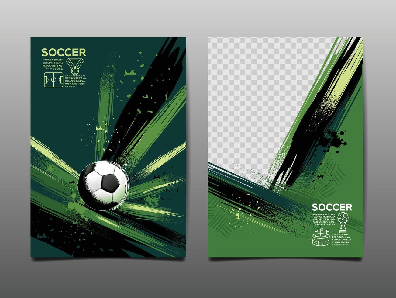 Fußball Vorlage Design , Fußball Banner, Sport Layout Design, Grün Thema, Vektor Illustration ,abstrakt Hintergrund