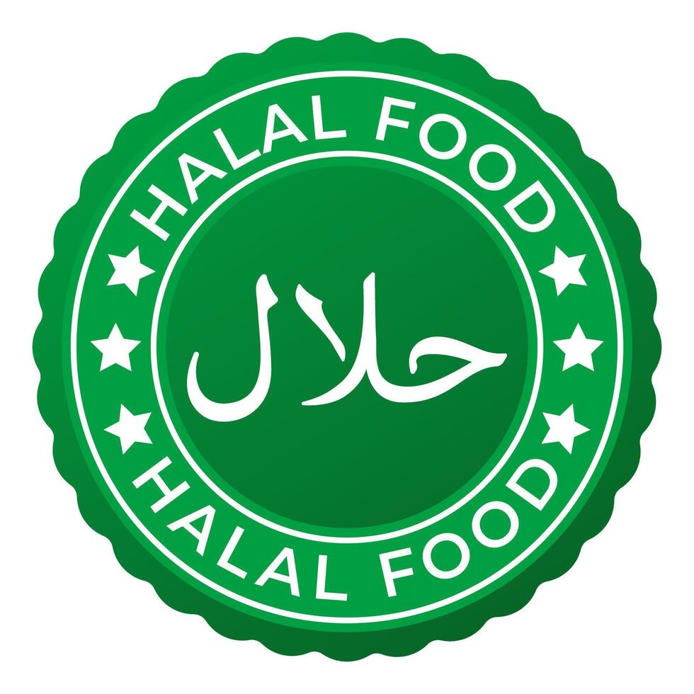 grön halal mat isolerat stämpel klistermärke vektor illustration