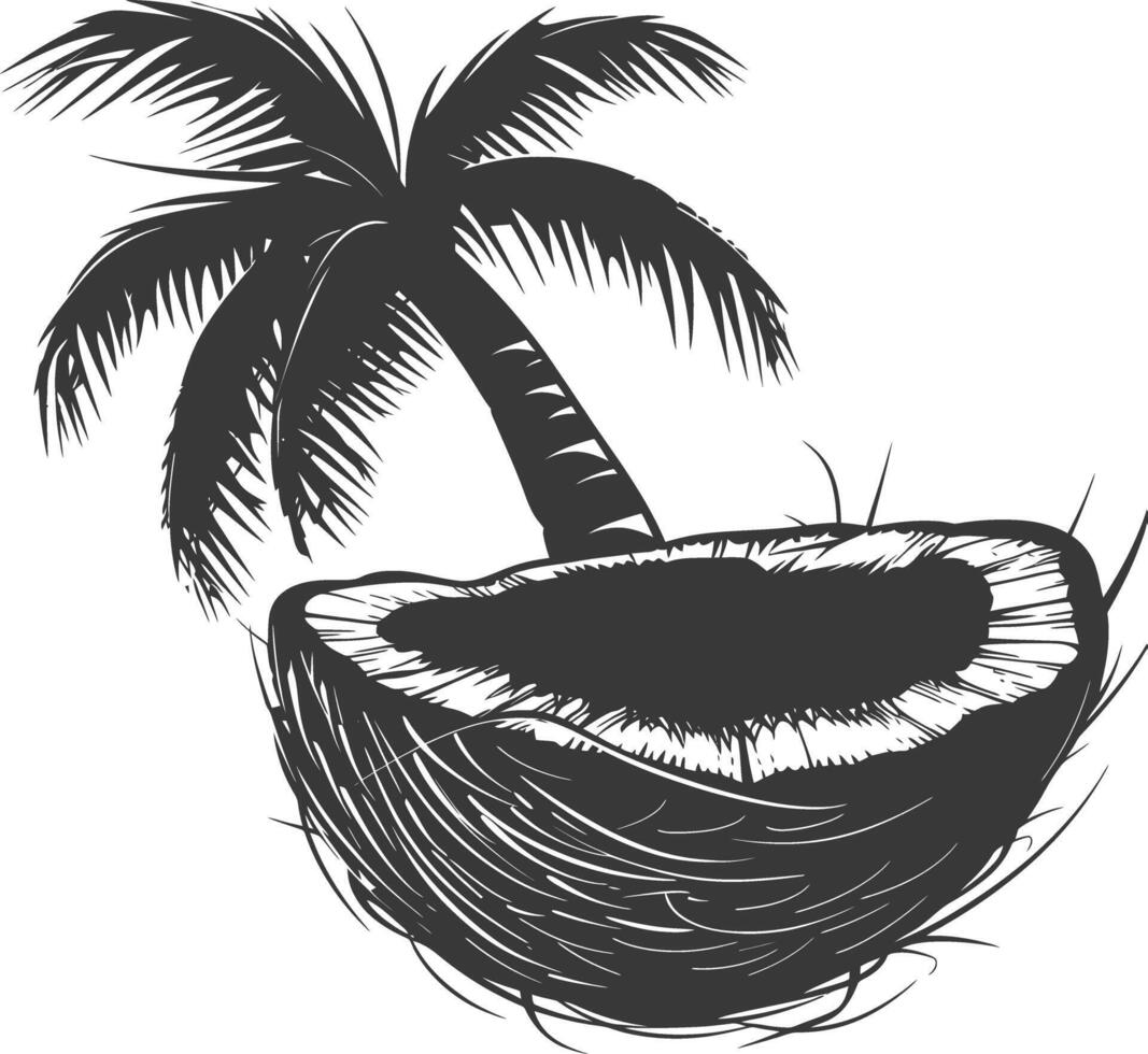 ai generiert Silhouette Kokosnuss Obst schwarz Farbe nur vektor