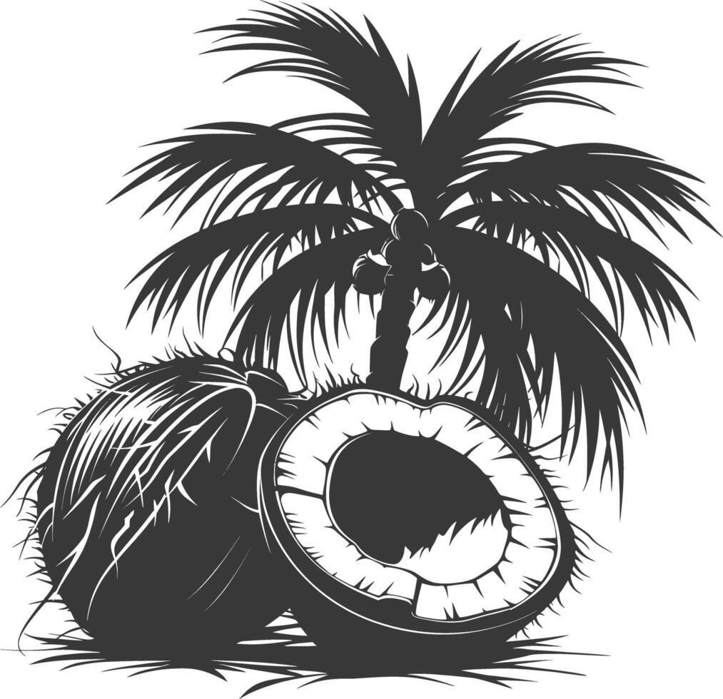 ai genererad silhuett kokos frukt svart Färg endast vektor