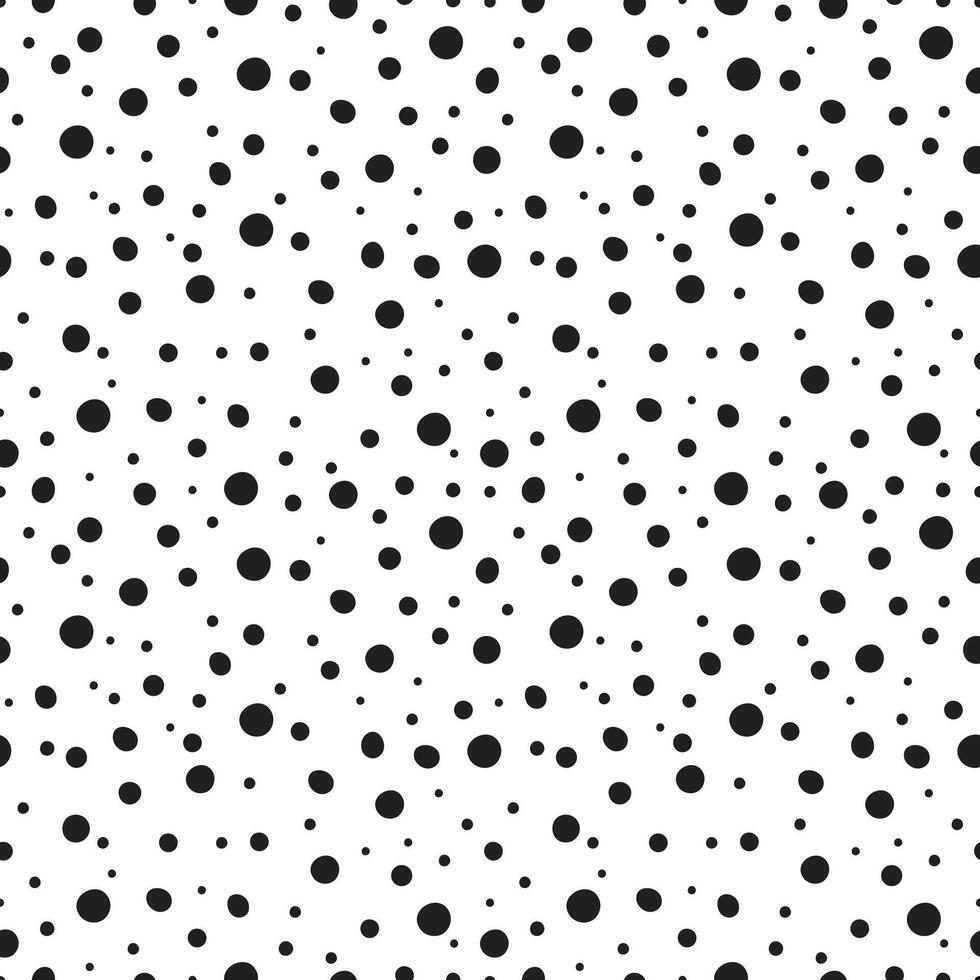 organisch schwarz Punkte reichen im Größe auf ein Weiß Hintergrund nahtlos Muster vektor