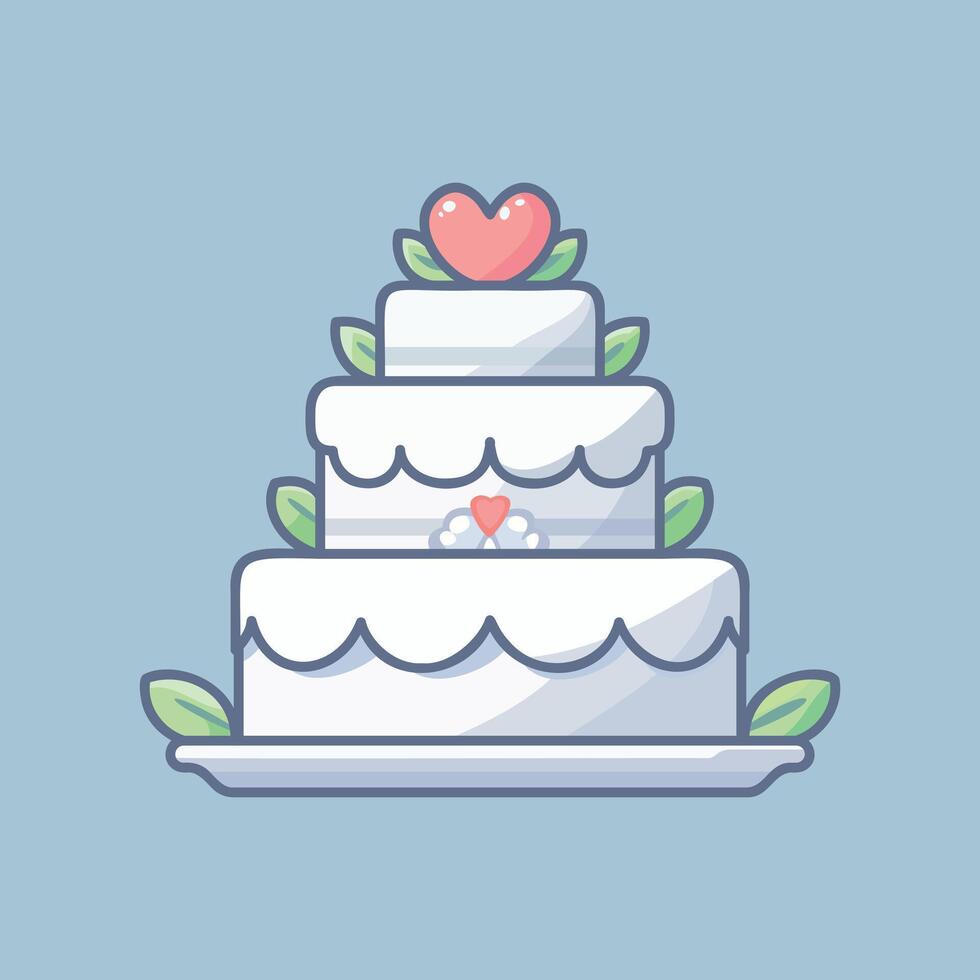 Vanille Hochzeit Kuchen Konzept isoliert Vektor Illustration