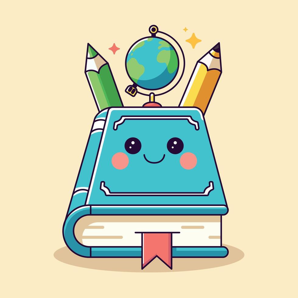 Vektor süß lächelnd Bücher zum Welt Buch Tag Illustration