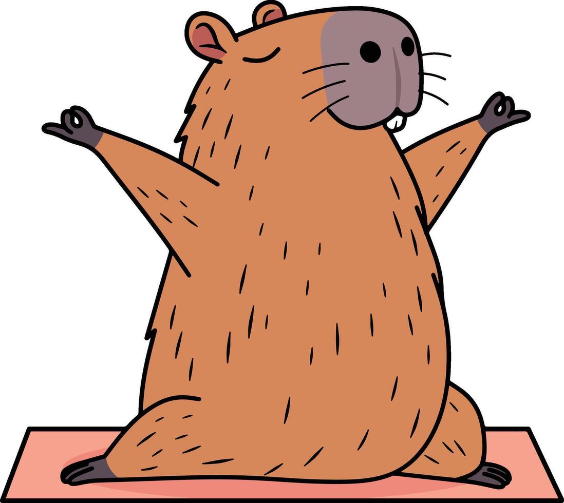 Capybara Karikatur Yoga Pose vektor