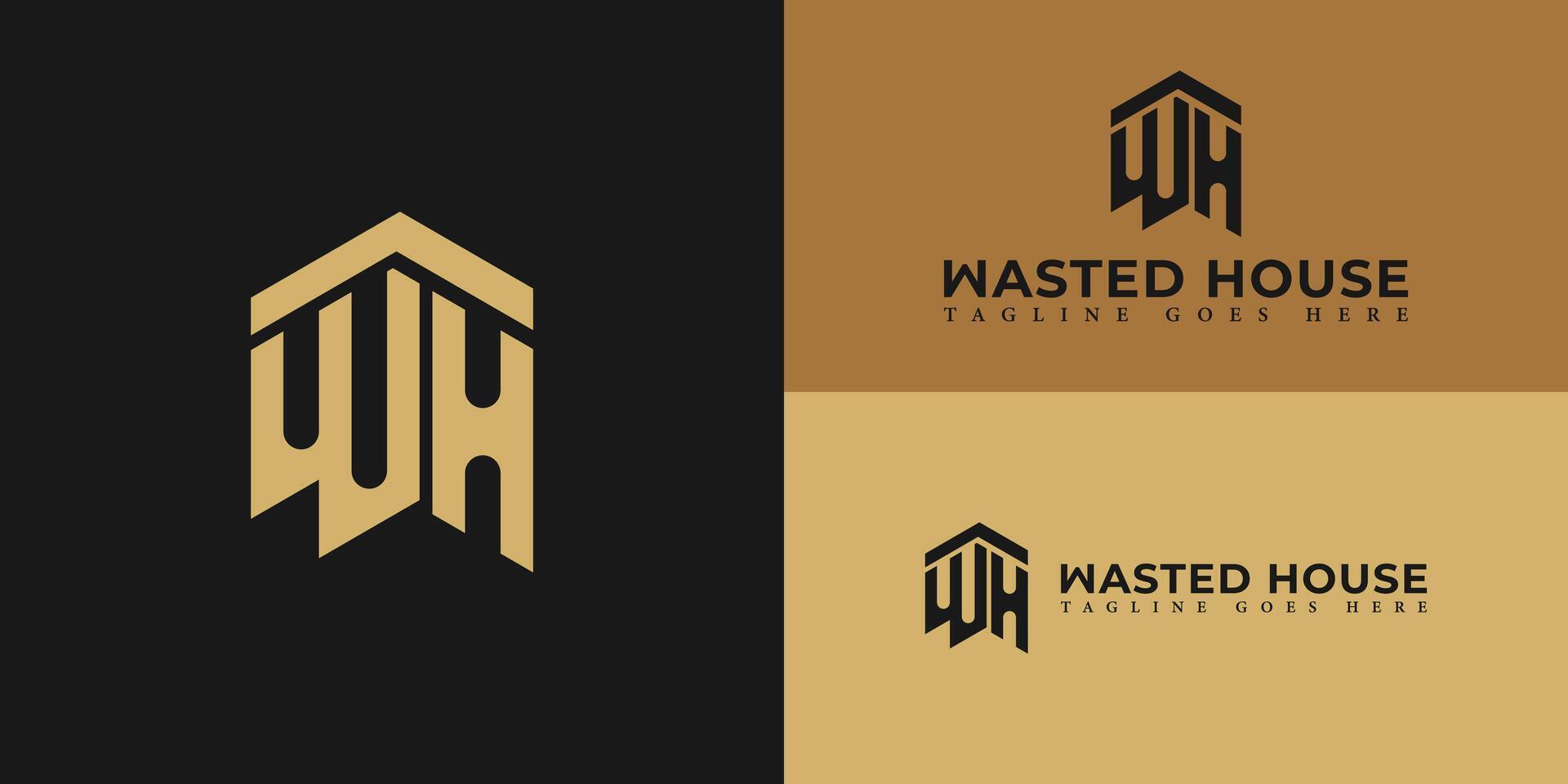 abstrakt Brief wer oder wie? Zuhause Logo Symbol Design im Gold Farbe isoliert auf mehrere Hintergründe. Brief wer oder wie? im Gold Farbe angewendet zum Konstruktion und Entwicklung Unternehmen Logo Design Inspiration vektor