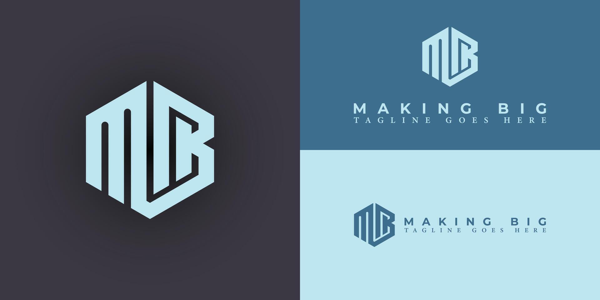 abstrakt Brief mb oder bm Initiale Logo Design Vektor Symbol Grafik Idee kreativ im Blau Farbe isoliert auf mehrere Hintergründe. Brief mb Logo angewendet zum Geschäft Beratung Unternehmen Logo Design