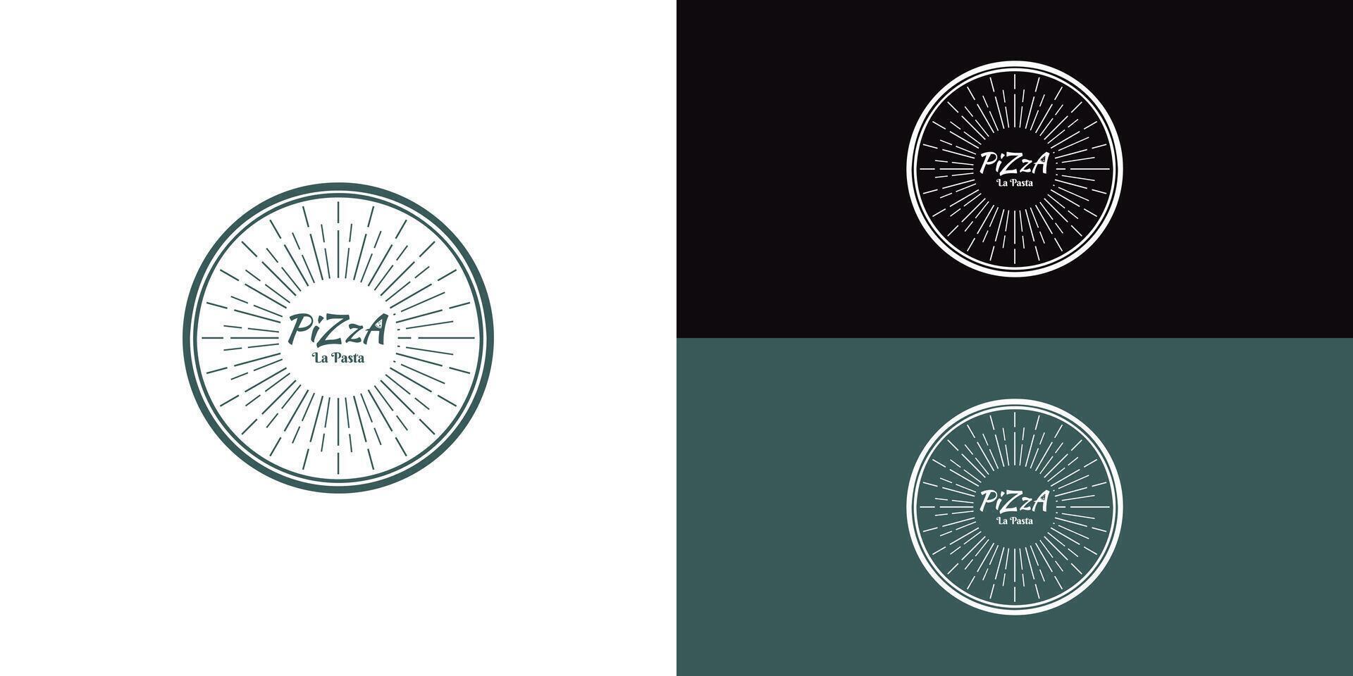 årgång retro första brev pizza pizzeria logotyp i djup grön Färg isolerat på flera olika bakgrund färger. de logotyp är lämplig för mat och restaurang företag ikon logotyp design inspiration mall vektor