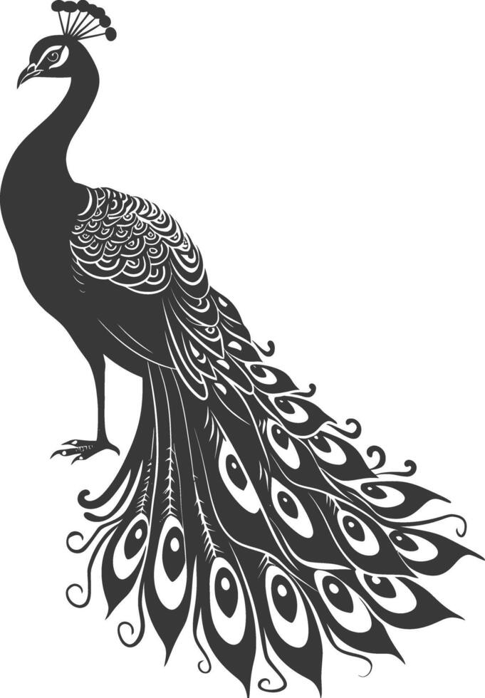 ai generiert Silhouette Pfau Vögel Tier schwarz Farbe nur vektor