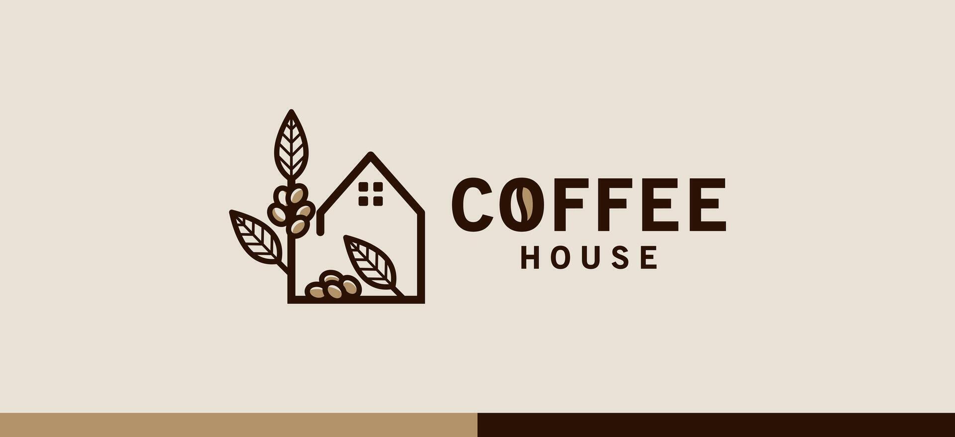 abstrakt naturlig kaffe böna hus logotyp design vektor