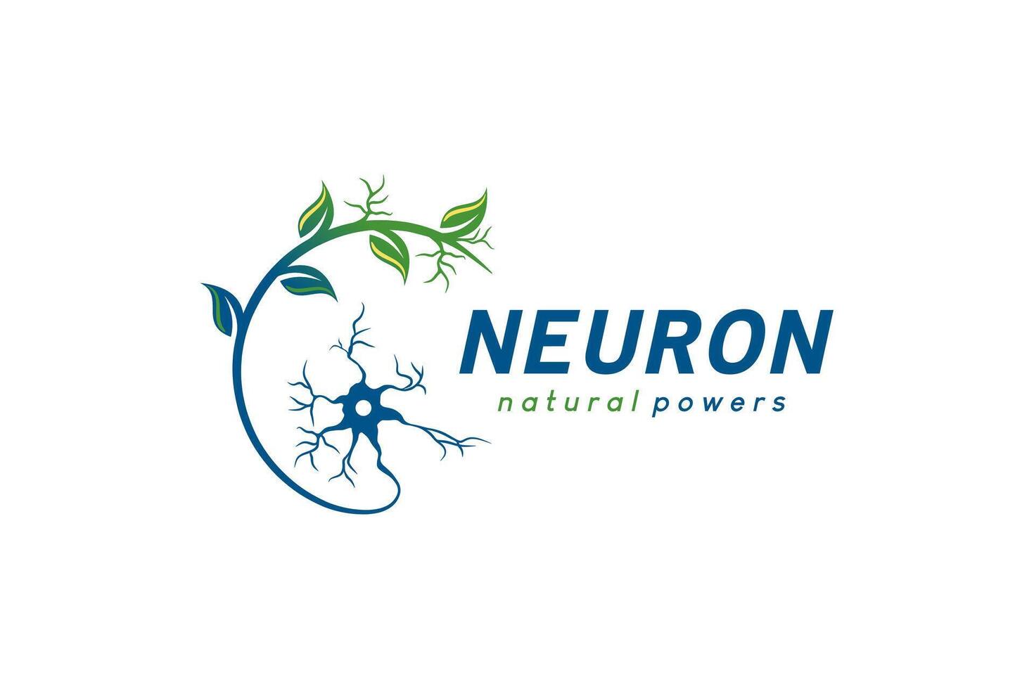 Neuron Logo Design, abstrakt natürlich Blatt Nerv Zelle Vektor Illustration