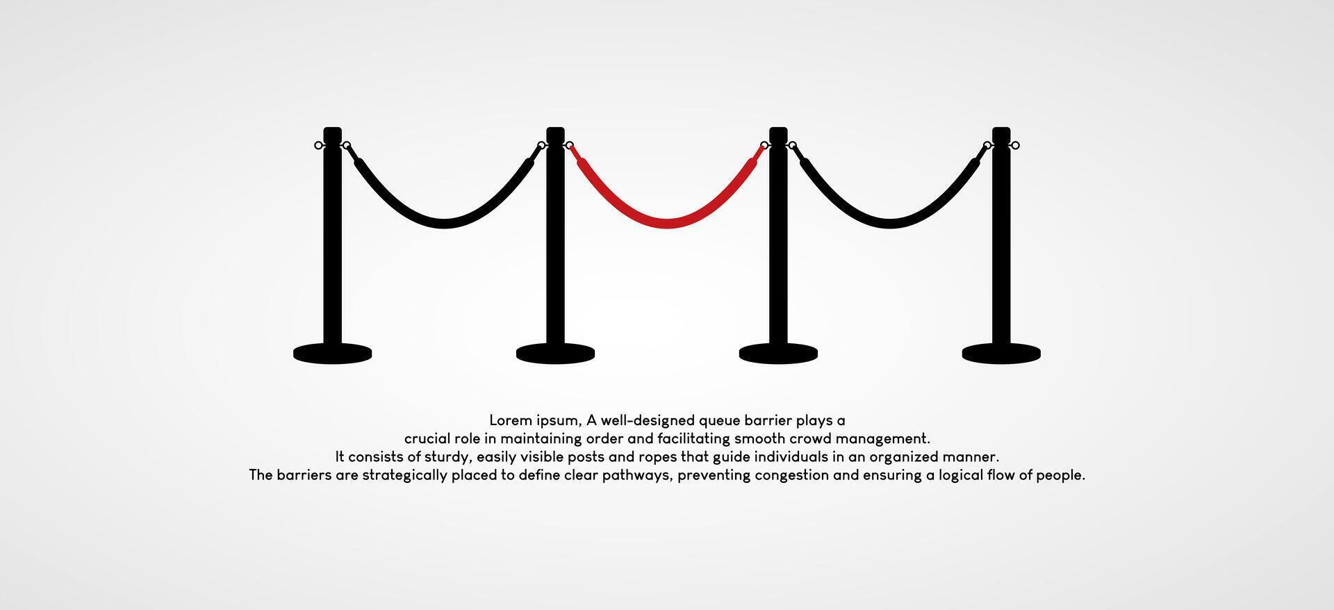 Warteschlangen Barriere Symbol Vektor Design mit verbinden Seile auf Weiß Hintergrund