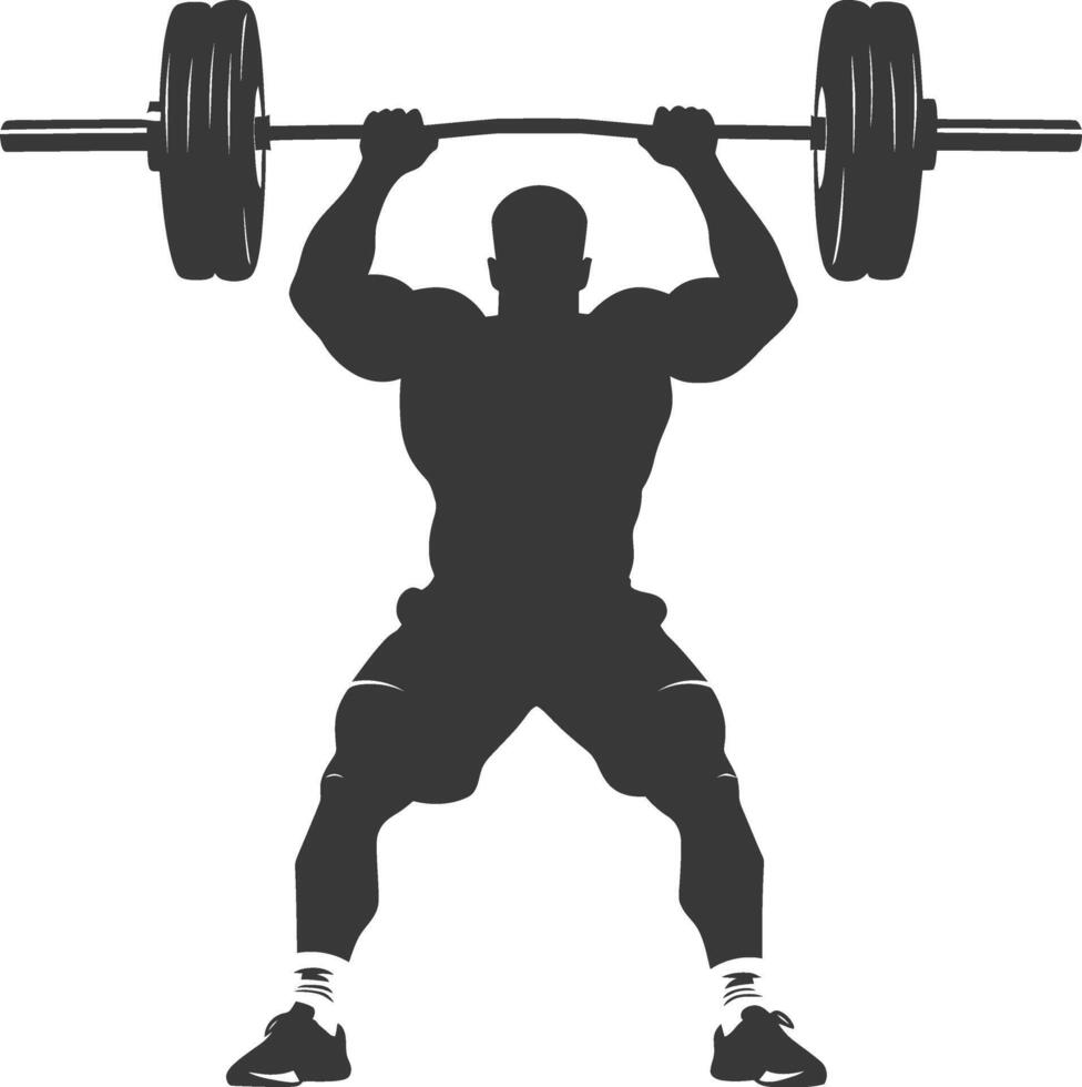 ai generiert Silhouette Mann Gewichtheben Spieler im Aktion voll Körper schwarz Farbe nur vektor