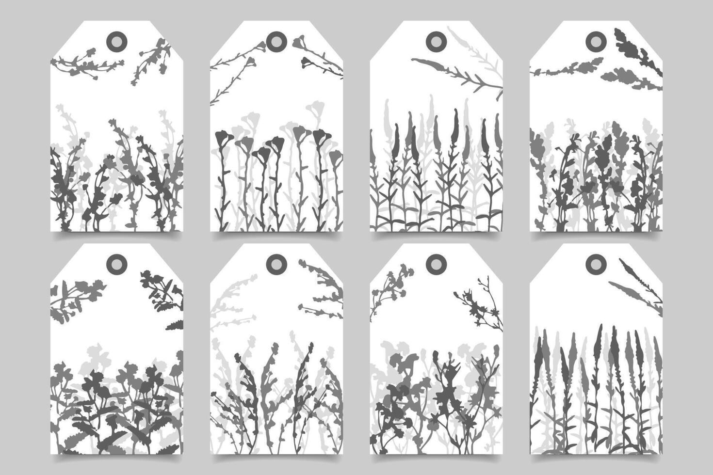 satz von etiketten, aufklebern, postern, grußkarten mit wildblumen und pflanzen. Vektor