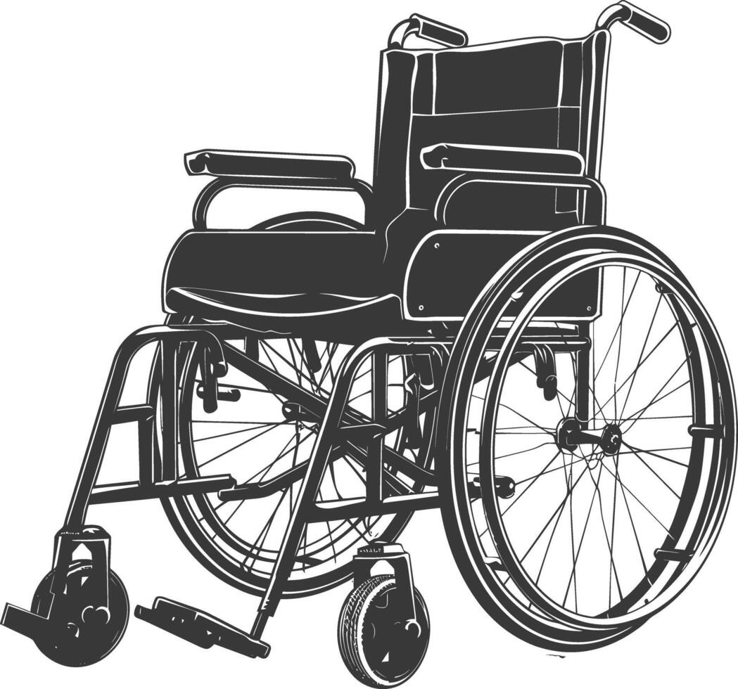 ai genererad silhuett rullstol svart Färg endast vektor