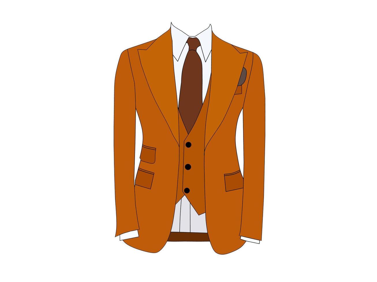 Vektor Illustration von Licht Orange Herren Smoking formal tragen mit rot binden. Geschäft thematisch formal tragen Illustration Konzept