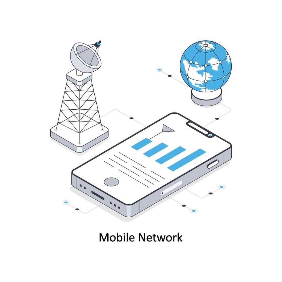 mobil nätverk isometrisk stock illustration. eps fil stock illustration vektor