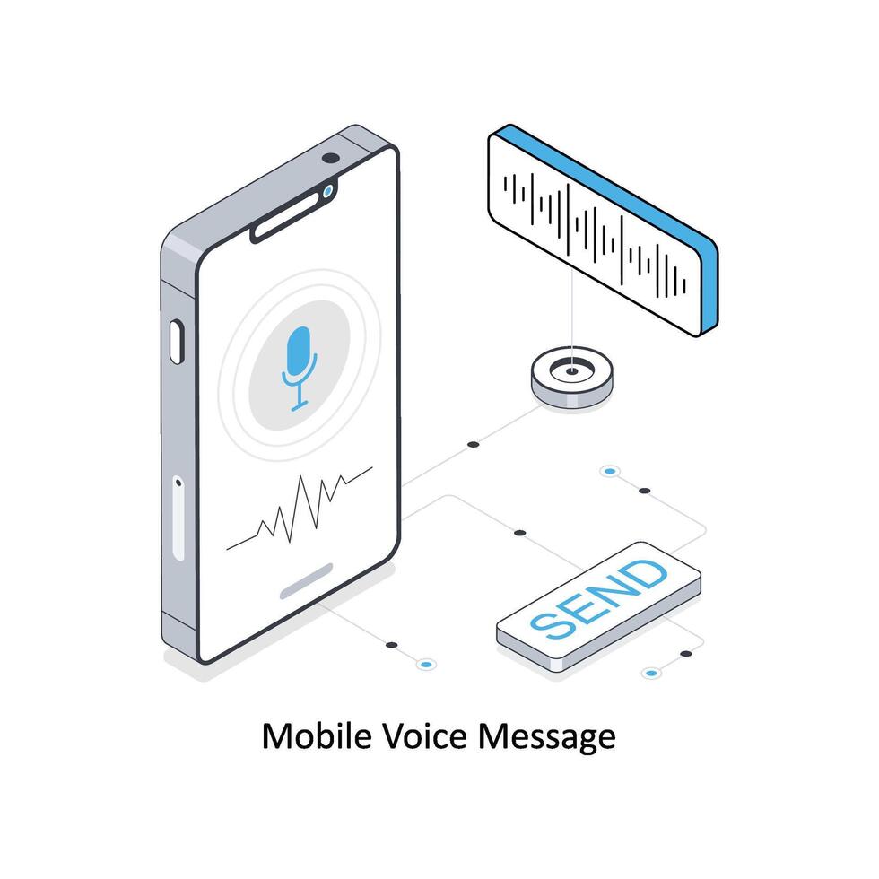 mobil röst meddelande isometrisk stock illustration. eps fil stock illustration vektor