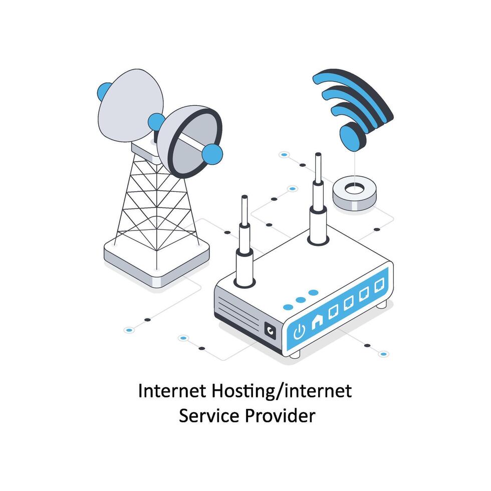 Internet Hosting Internet Bedienung Anbieter isometrisch Lager Illustration. eps Datei Lager Illustration vektor