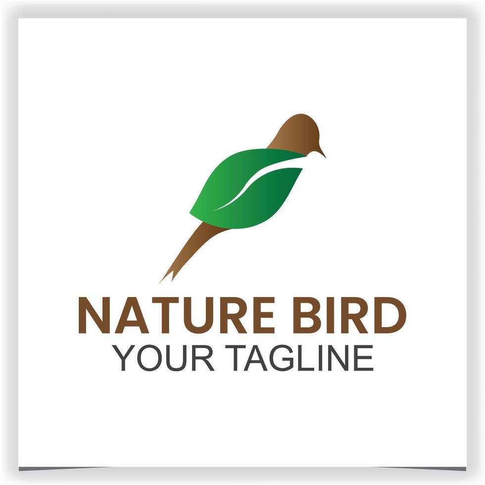 natur blad fågel logotyp design mall vektor