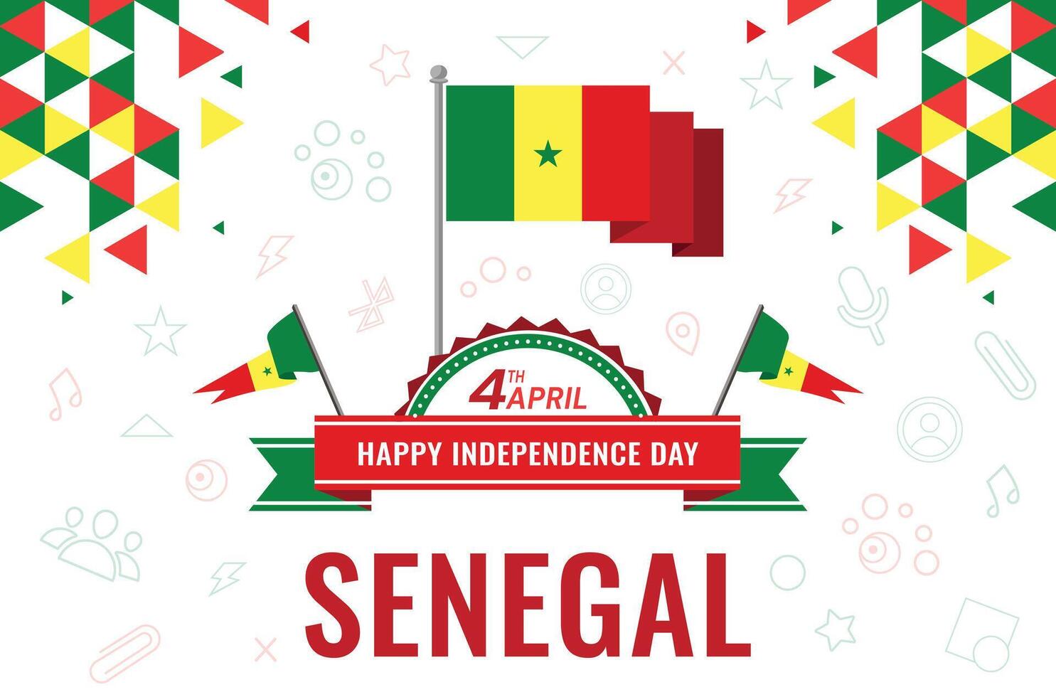 National Tag von Senegal Vektor Illustration. Unabhängigkeit Tag von Senegal. geeignet zum Gruß Karte, Poster und Banner.