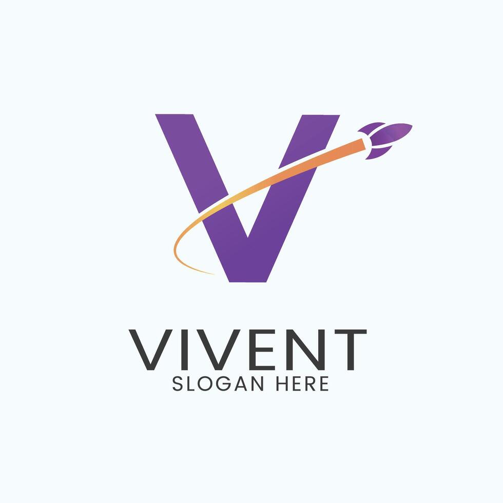 Brief v Logo kostenlos Vektor Reise basierend Rakete Konzept Marke Identität