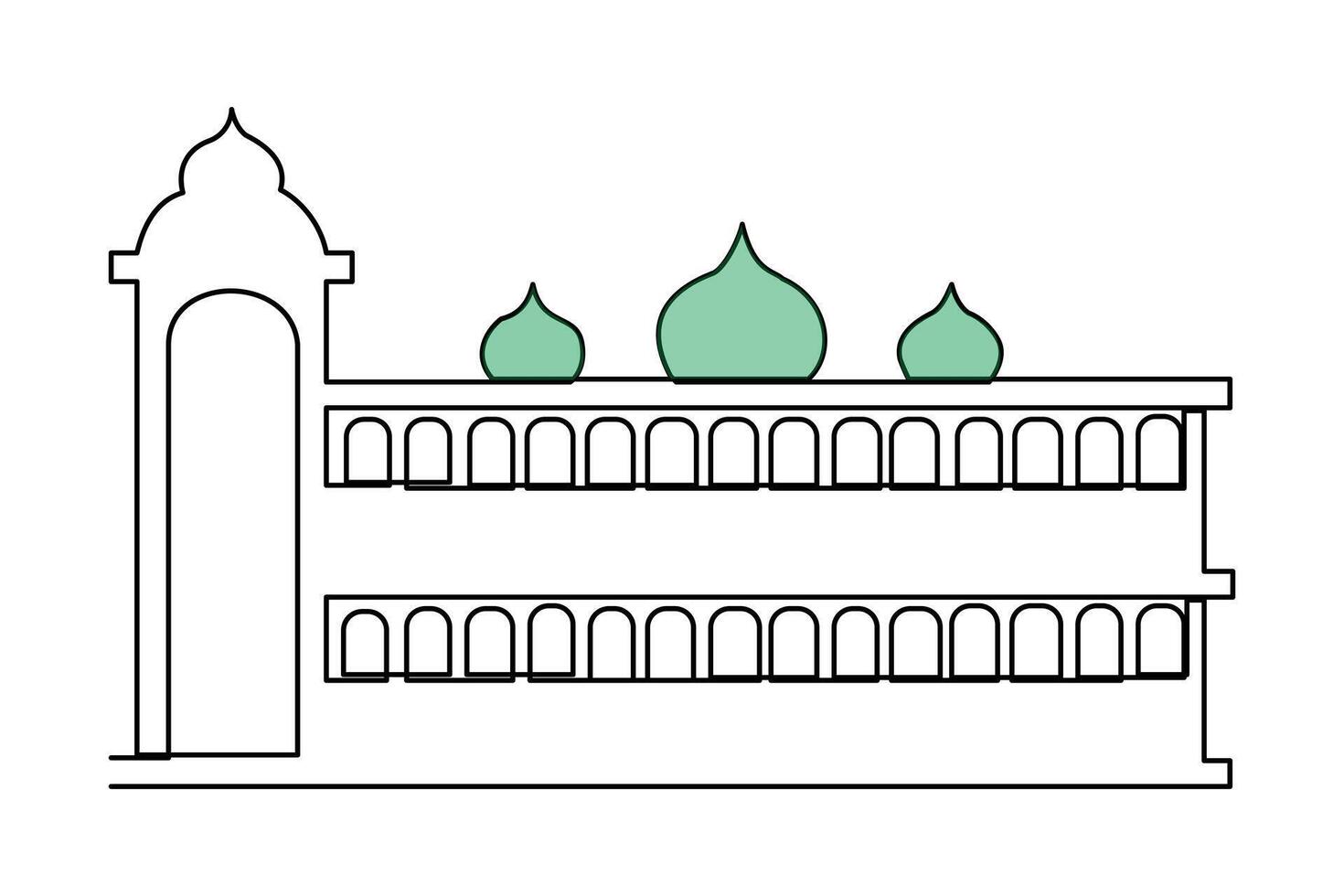 kontinuierlich einer Linie Zeichnung Ramadan kareem Symbol. Moschee Linie Konzept. eid Mubarak, eid fitr Vektor minimalistisch Design islamisch Moschee Gliederung Ornament Hintergrund.