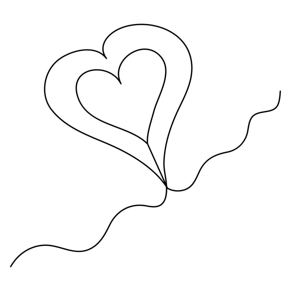 hjärta kontinuerlig ett linje konst teckning Färg form kärlek tecken översikt vektor illustration