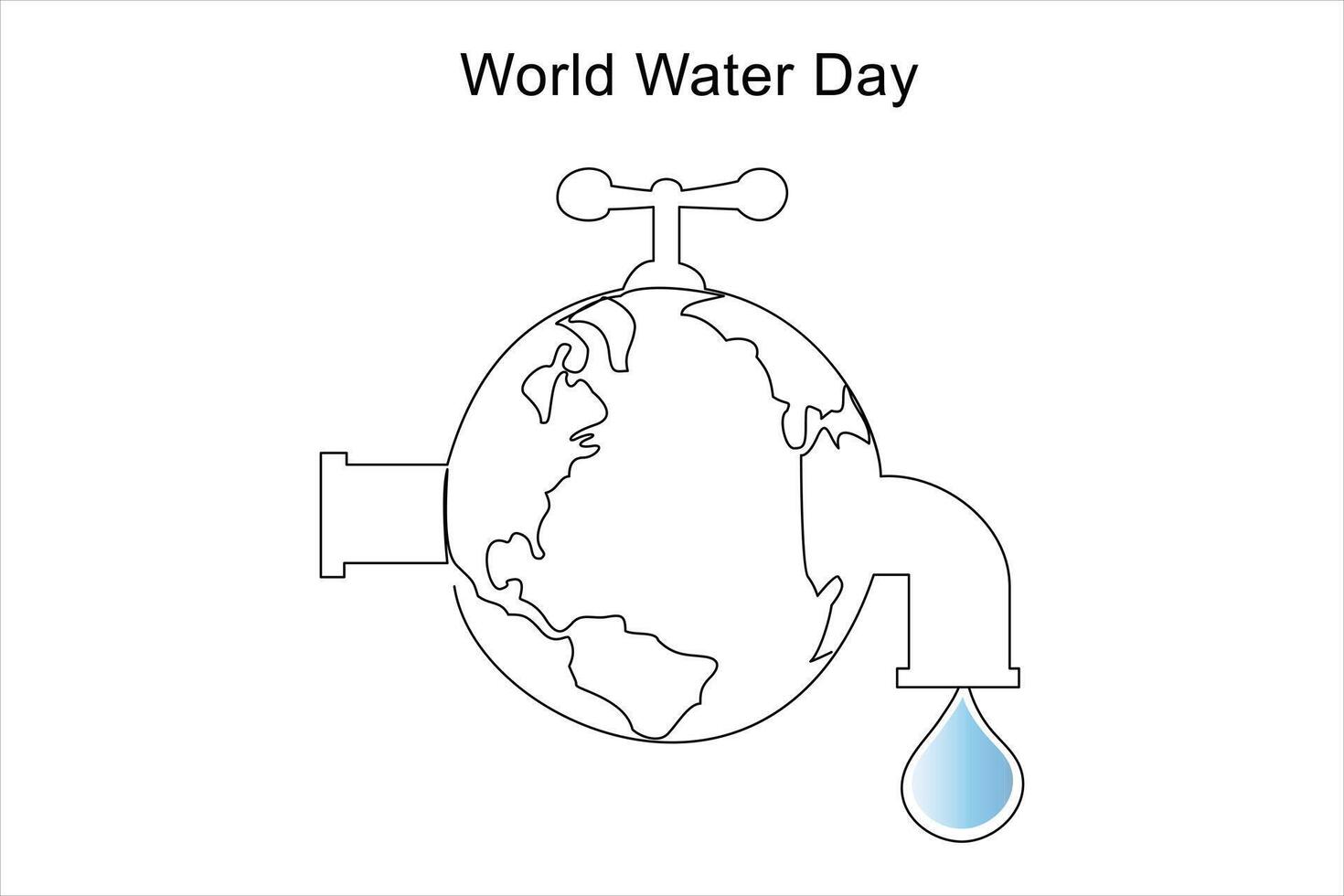 kontinuerlig ett linje teckning av jord vatten. värld vatten dag begrepp isolerat vektor illustration
