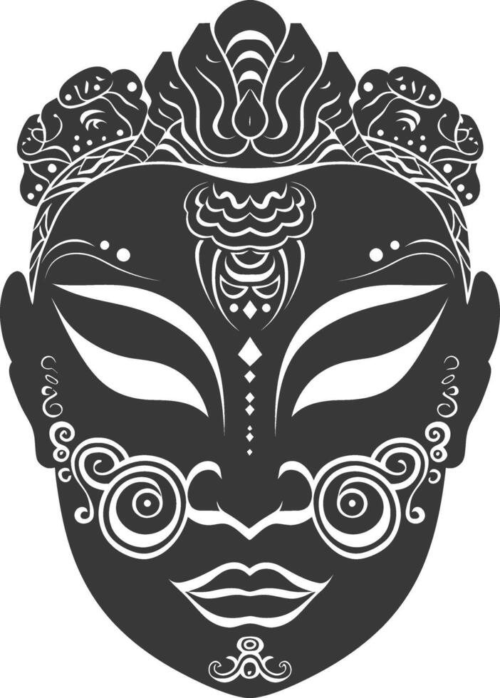 ai generiert Silhouette japanisch traditionell Maske schwarz Farbe nur vektor