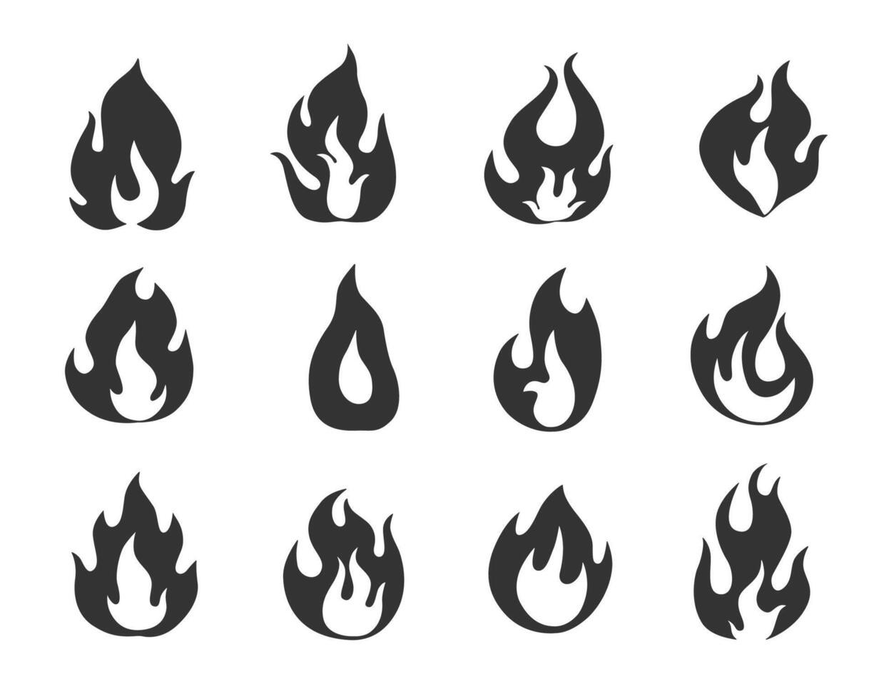 brand lågor, brand uppsättning logotyp design inspiration vektor