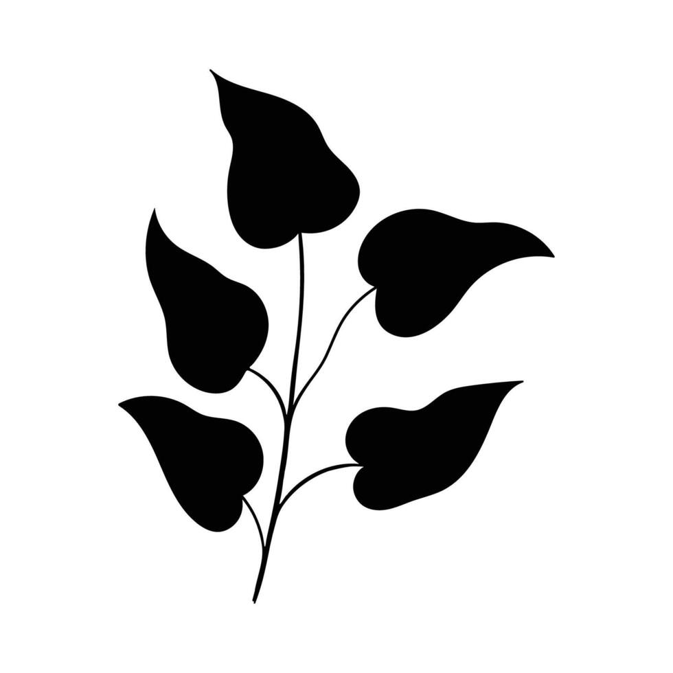 Pflanze Gekritzel, Single Pflanze Silhouette isoliert auf Weiß Hintergrund vektor
