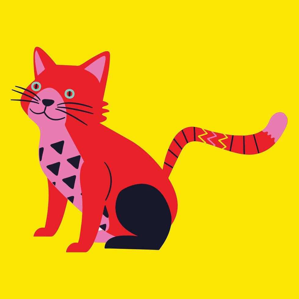 vibrerande mönstrad katt vektor illustration konstverk
