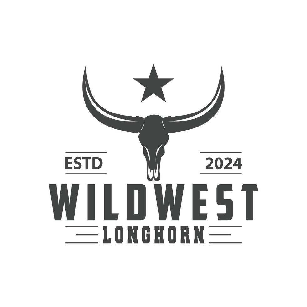 longhorn djur- logotyp design, bruka retro årgång horn minimalistisk enkel mall illustration vektor